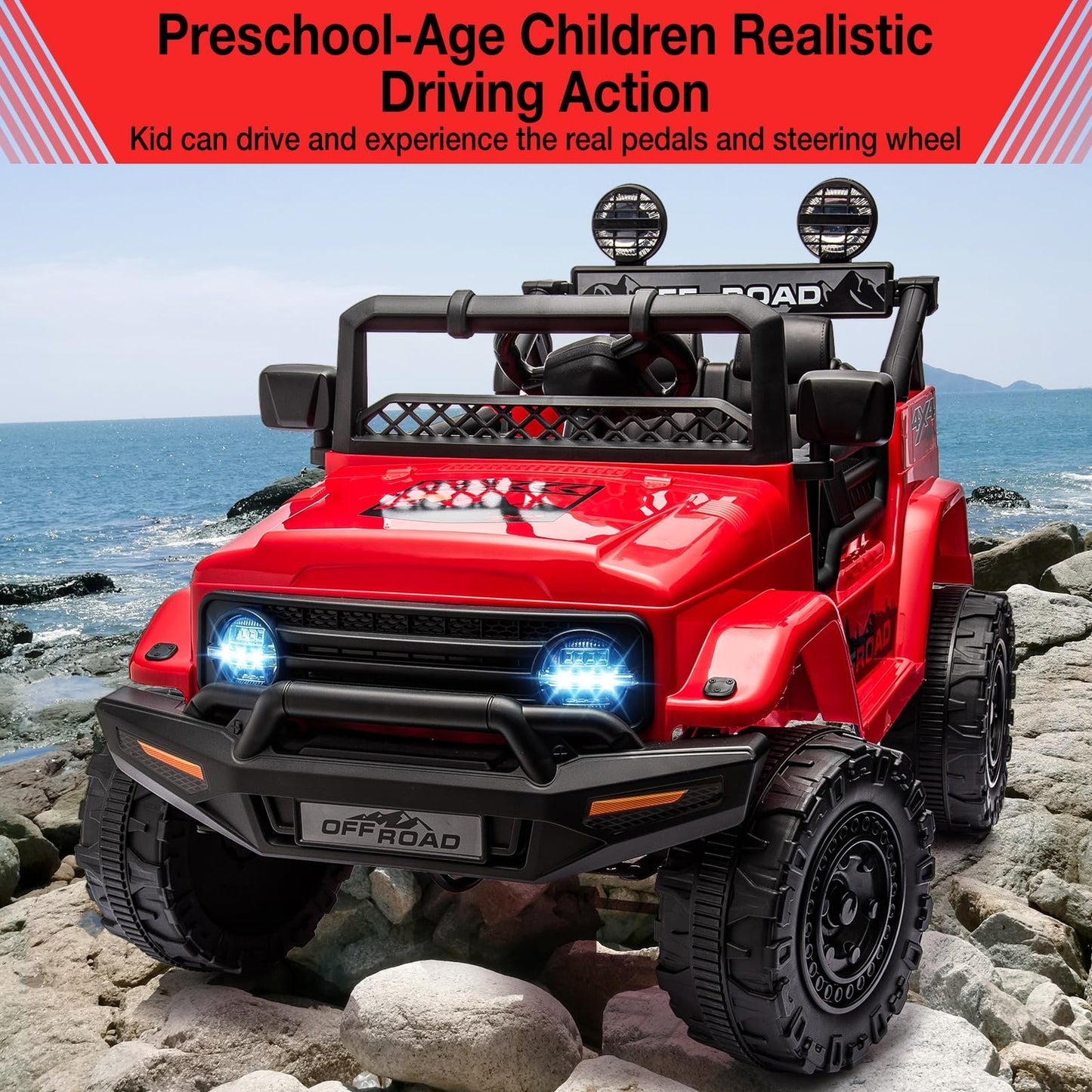 Kids Ride On Truck Car 12V Electric Vehicles Car w/Remote LED Light Music Gift