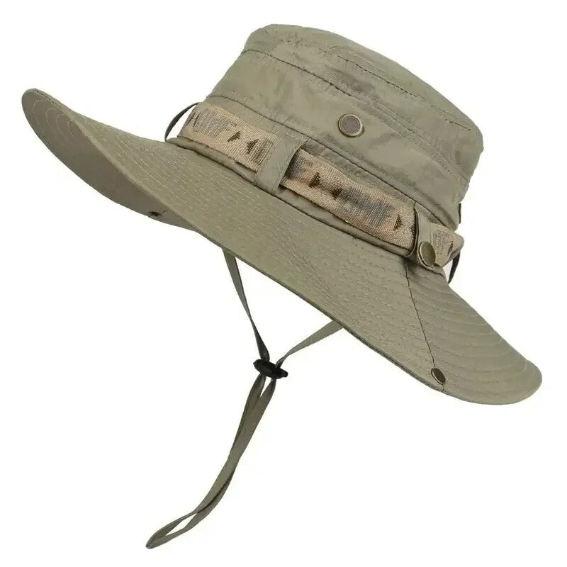 Summer Men Bucket Hat Outdoor UV Protection Wide Brim Panama Safari Hunting