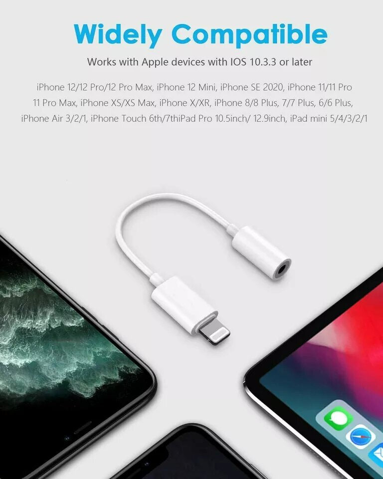 1-3PCS For iPhone Headphone Adapter Jack 8Pin to 3.5mm Aux Cord Dongle Converter