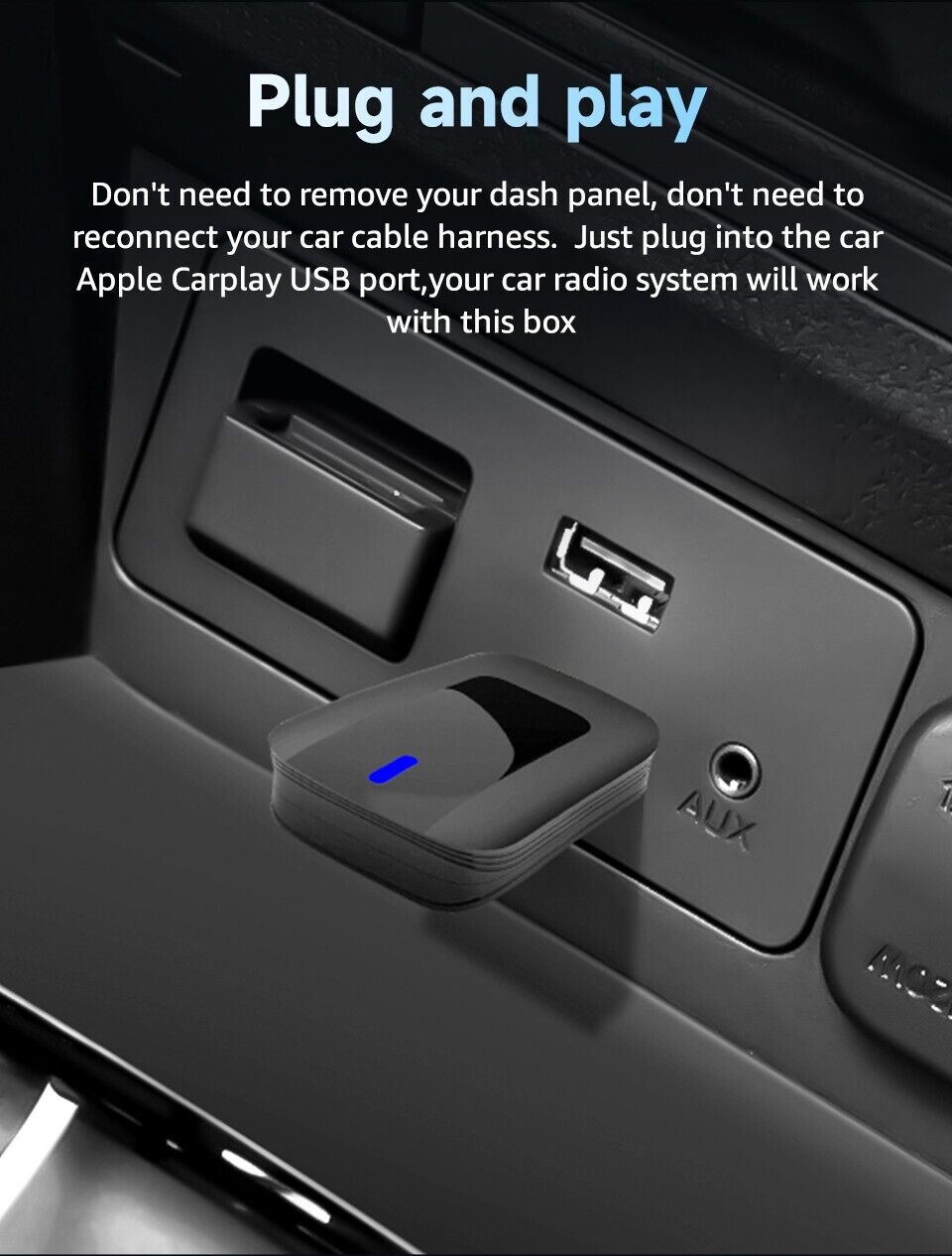 2-in-1 Wireles CarPlay Auto Adapter Fast-Connecting Plug&Play WIFI5.0 BT2.4/5.0