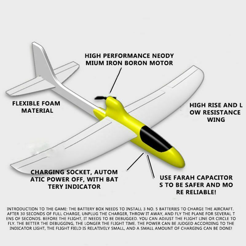 RC Glider Hand Throwing Airplanes Electric Capacitor Educational Toy For Kids