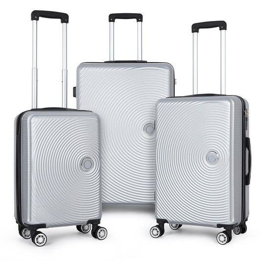 20&24&28" Luggage Travel Set Bag ABS Trolley Hard Shell Suitcase w/Lock 3Pcs