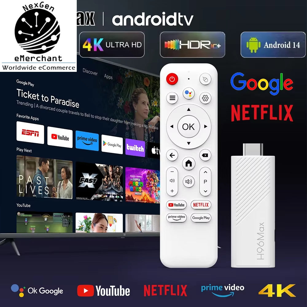 H96 MAX H313 Mini TV Stick – Android 14, 4K HD Streaming, WiFi 6 & Voice Control