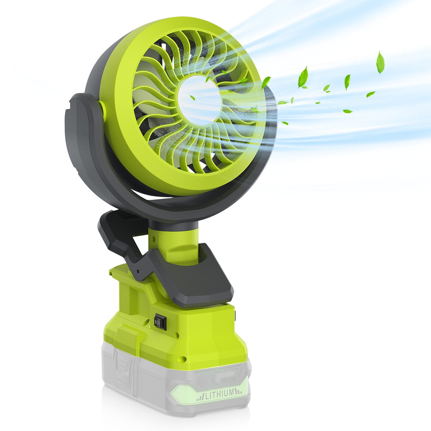 Portable Cordless Jobsite Fan For Ryobi 18V Battery With Led Light Outdoor
