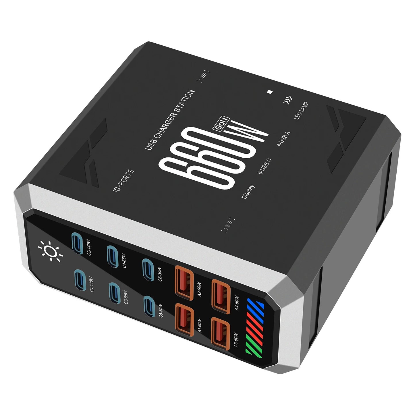 660W 10 Port GaN USB C Charger Station Type C PD Fast Charger For iPhone Macbook