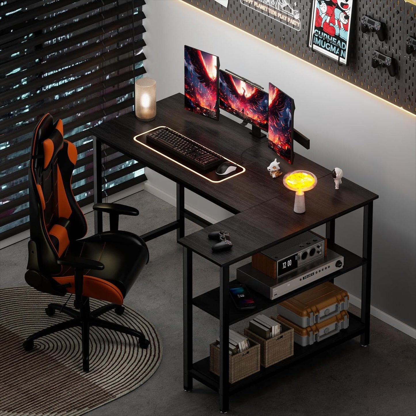 L Shaped Desk Computer Desk with Shelf Gaming Desk Corner Tabale39" Home Office