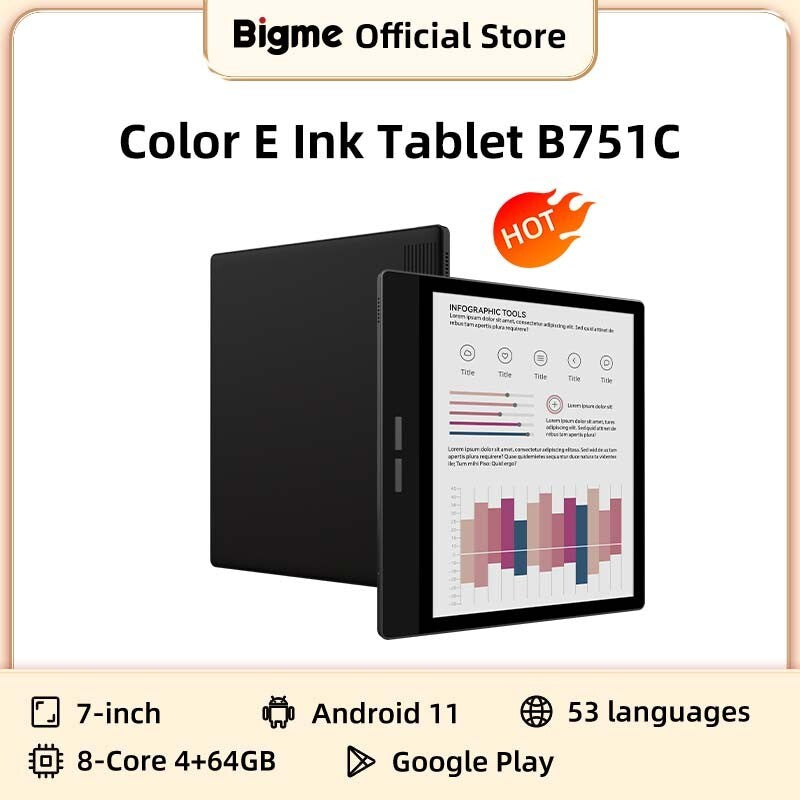 Bigme B751C Ebook Reader 7''E-Ink Color Paper Tablet for Notes,E-Book ereader