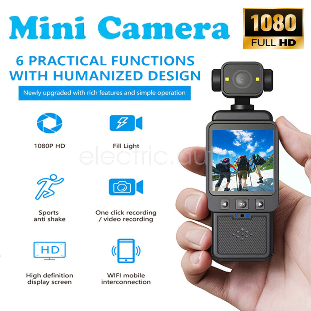 WiFi Camera with Screen 360° Rotatable Lens 1080P HD Photo Video Audio Recorder