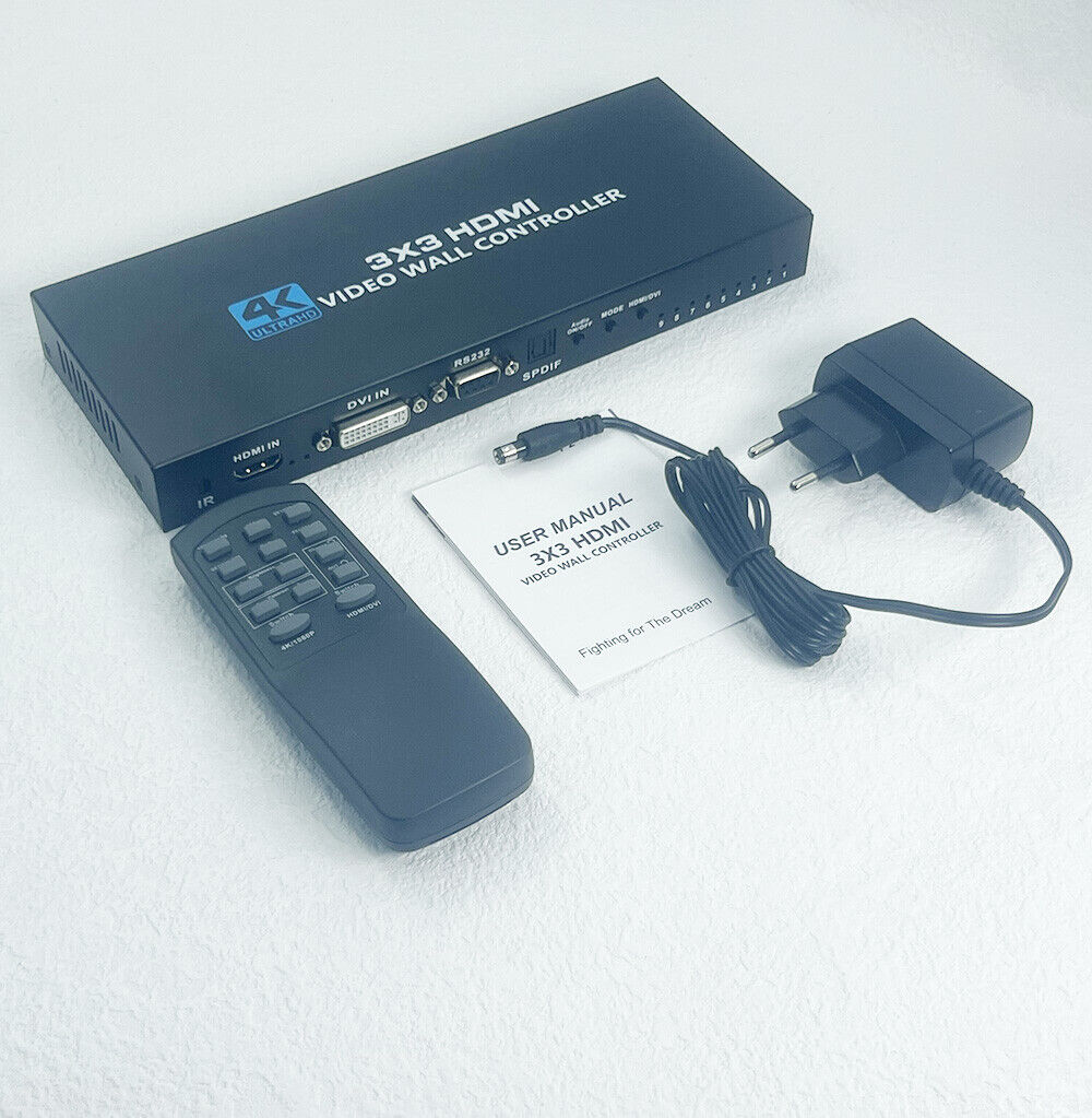 3X3 Video Wall Controller Processor 4K 30Hz DVI HDMI 1X9 Screen Splitter 13 Mode