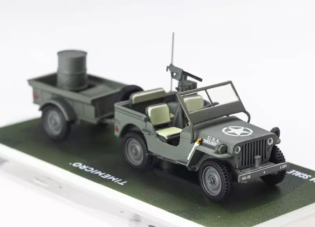 ZD TM 1:64 Military Wellys MB Trailer Model Diecast Metal Car BN