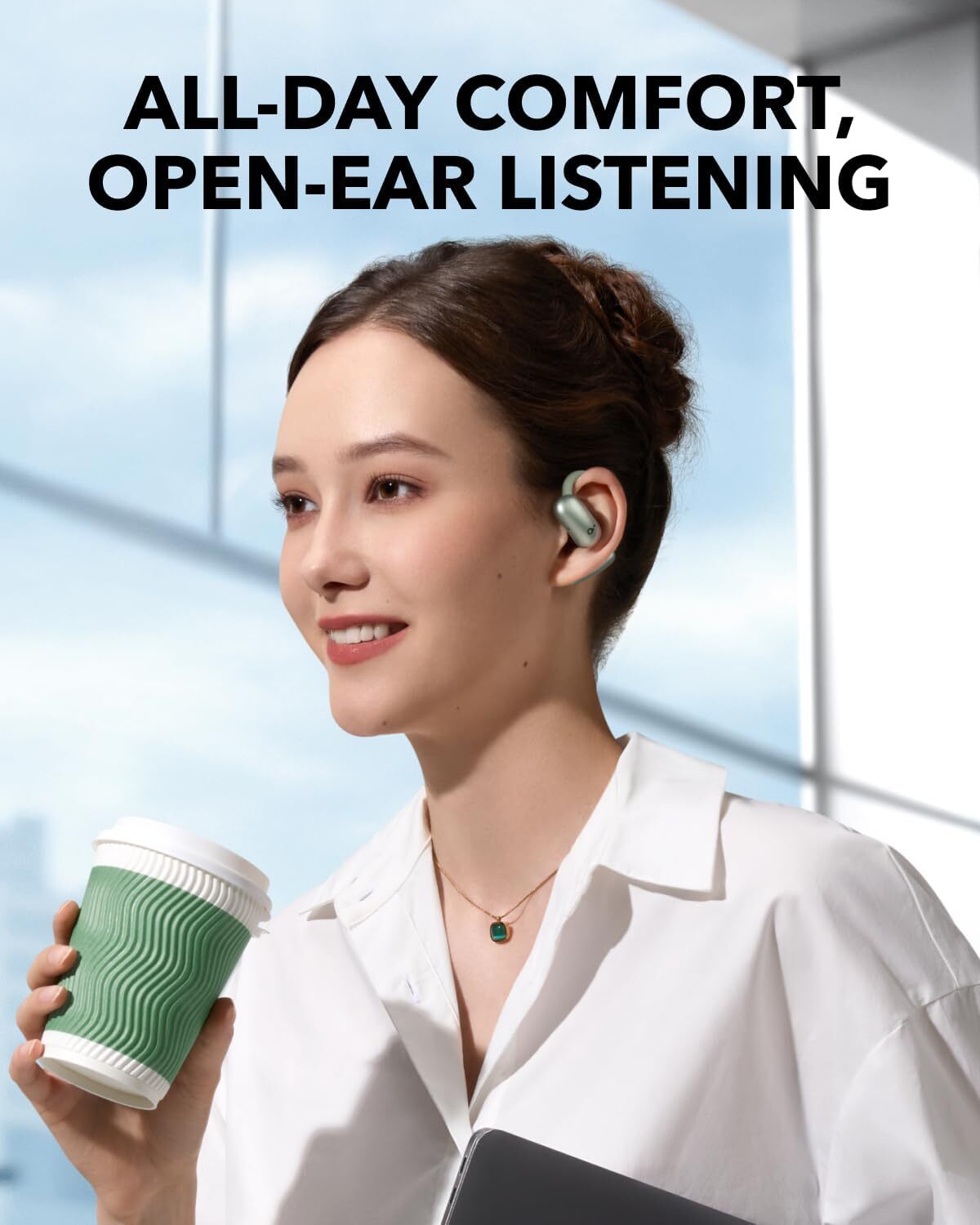 Soundcore AeroFit 2 Open-Ear Headphones Snug Fit Ear Hooks Bass Hi-Res 42H Play