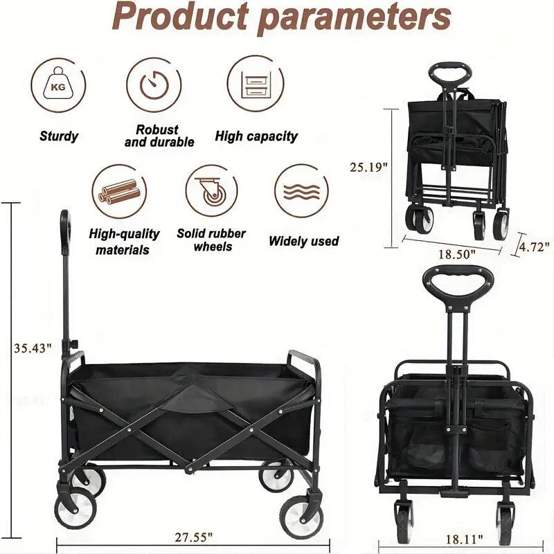 #HeavyDutyWagon 680 lb Capacity All-Terrain Folding Cart – Stainless Steel Frame