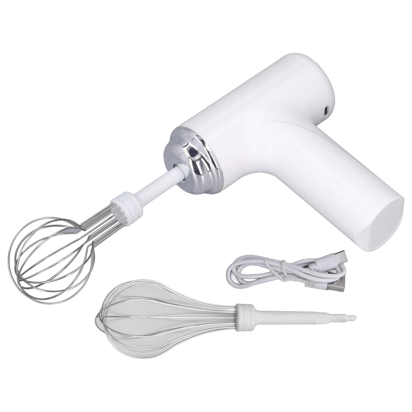 (White)Electric Cordless Hand Mixer Handheld Egg Whisk AN