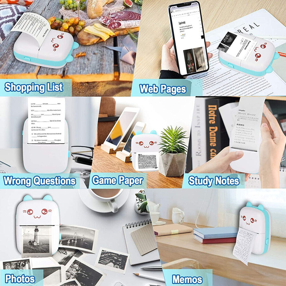 Mini Pocket Thermal Printer Bluetooth Cellphone Photos Sticker Inkless Printing