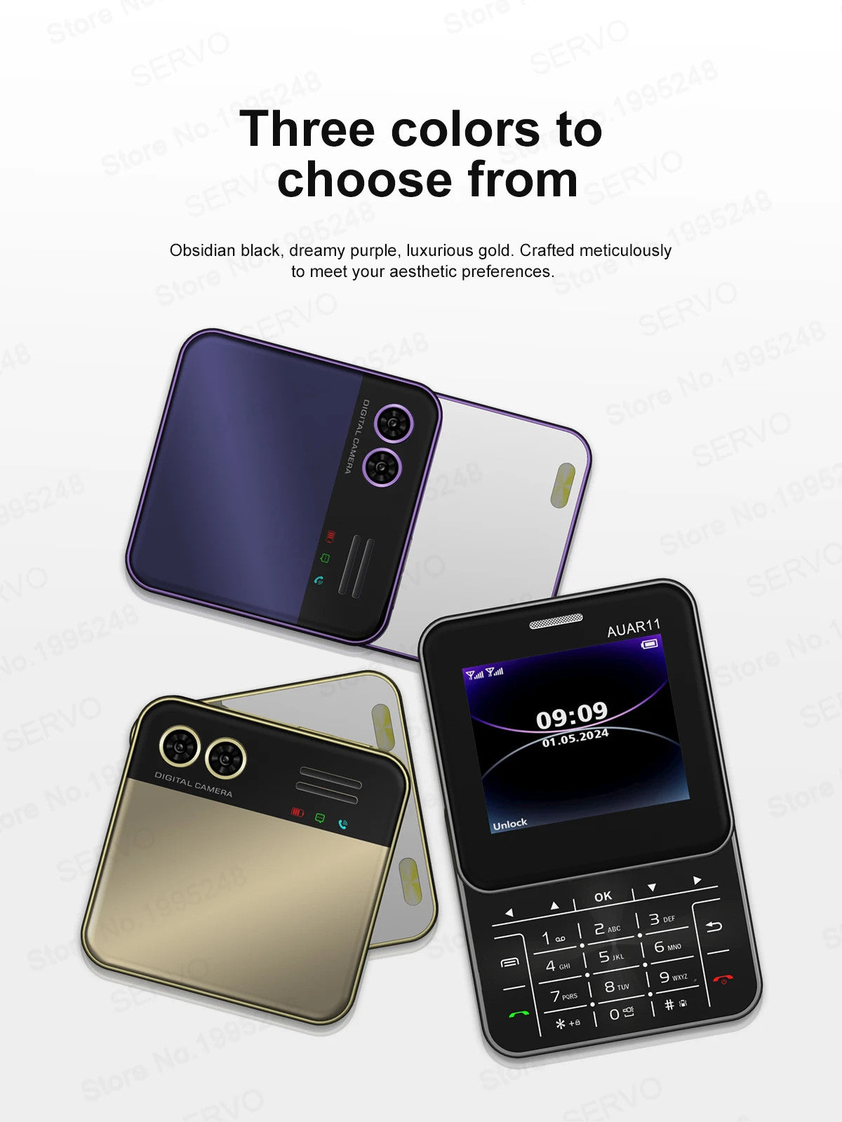 SERVO Rotating Sliding Mini Mobile Phones 2.4“ GSM Blacklist Speed Dail Dual SIM