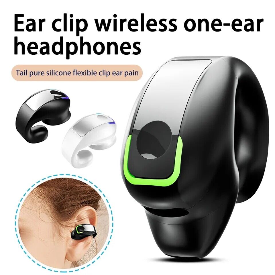 Bluetooth 5.3 Wireless Earbuds Ear Clip Bone Conduction Headphones Headset 2 Pcs