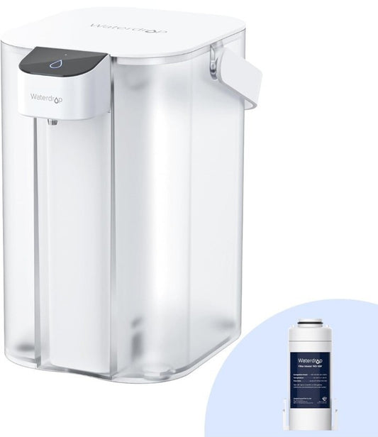 Waterdrop Electric Pitcher, 3 Months Water Filter Dispenser, 15-Cup White & Blue