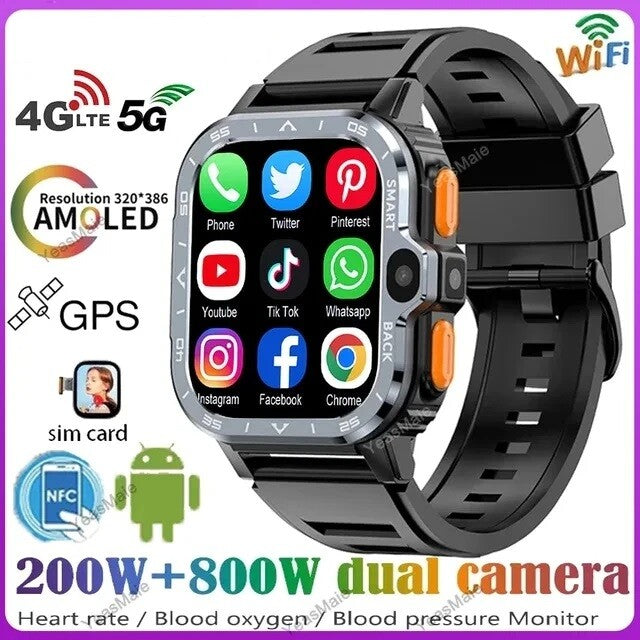4G Android Smart Watch 2G 16G/64G ROM GPS SIM Card WiFi Dual Camera Smartwatch