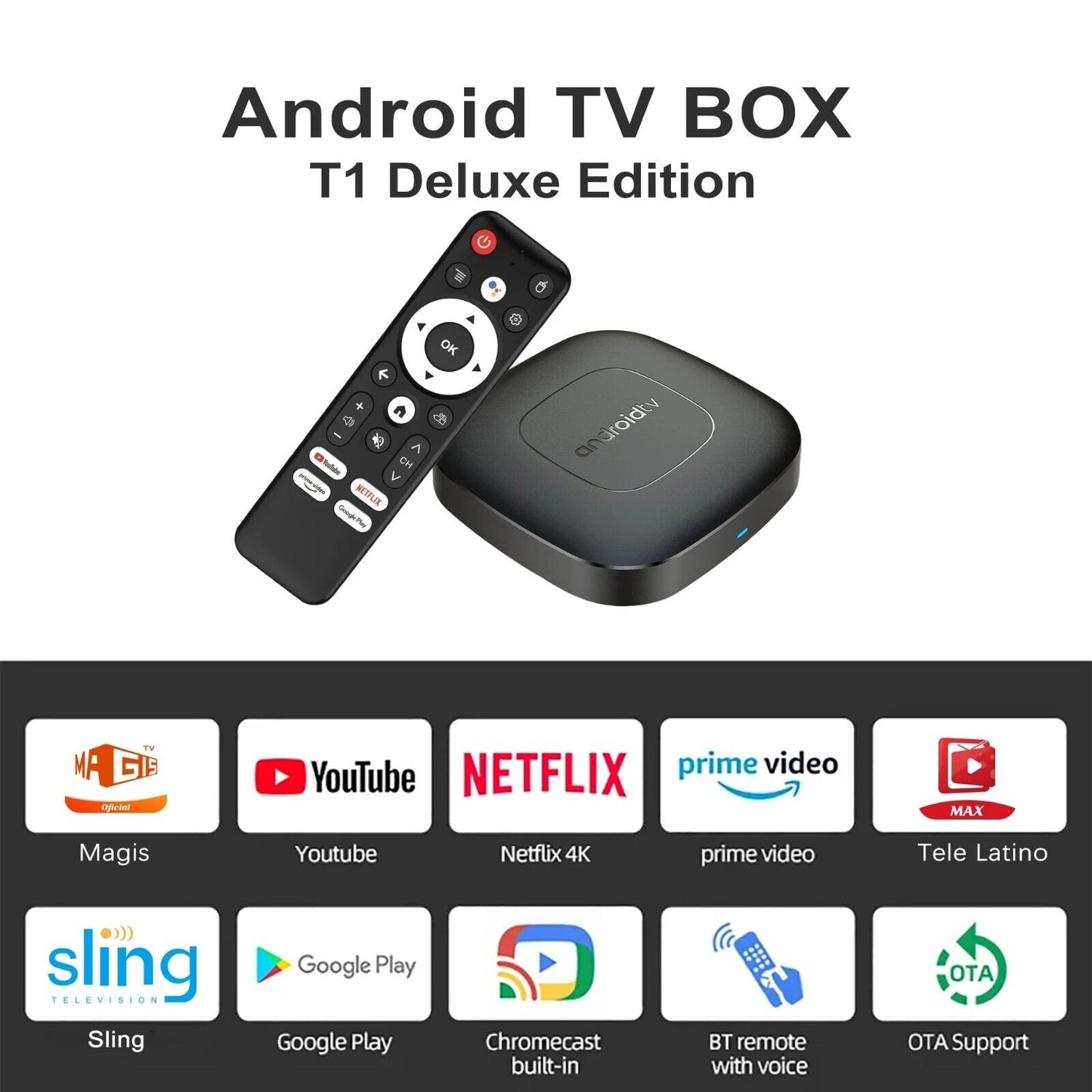 Android 13 TV Box 4K - Allwinner H313, Netflix, Voice Remote, Dual-Band WiFi