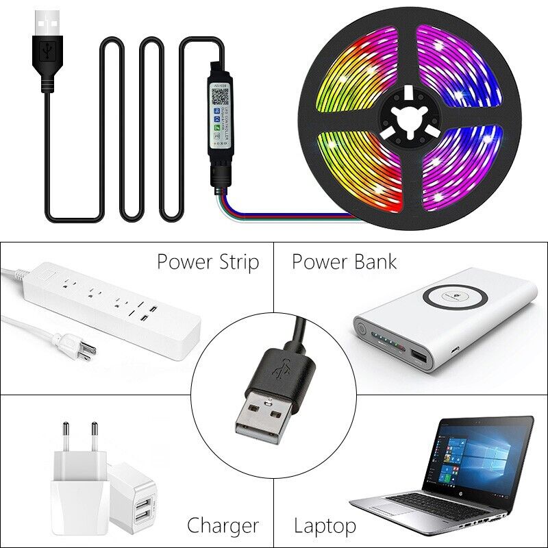 Usb Rechargable LED Strip Lights Led Motion Sensor 5050 RGB Colour Changing Lamp