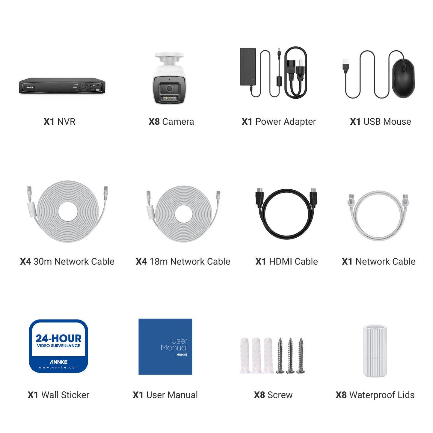 ANNKE 12MP 8CH 16CH NVR 4K Audio PoE Security Camera System Outdoor Full Color