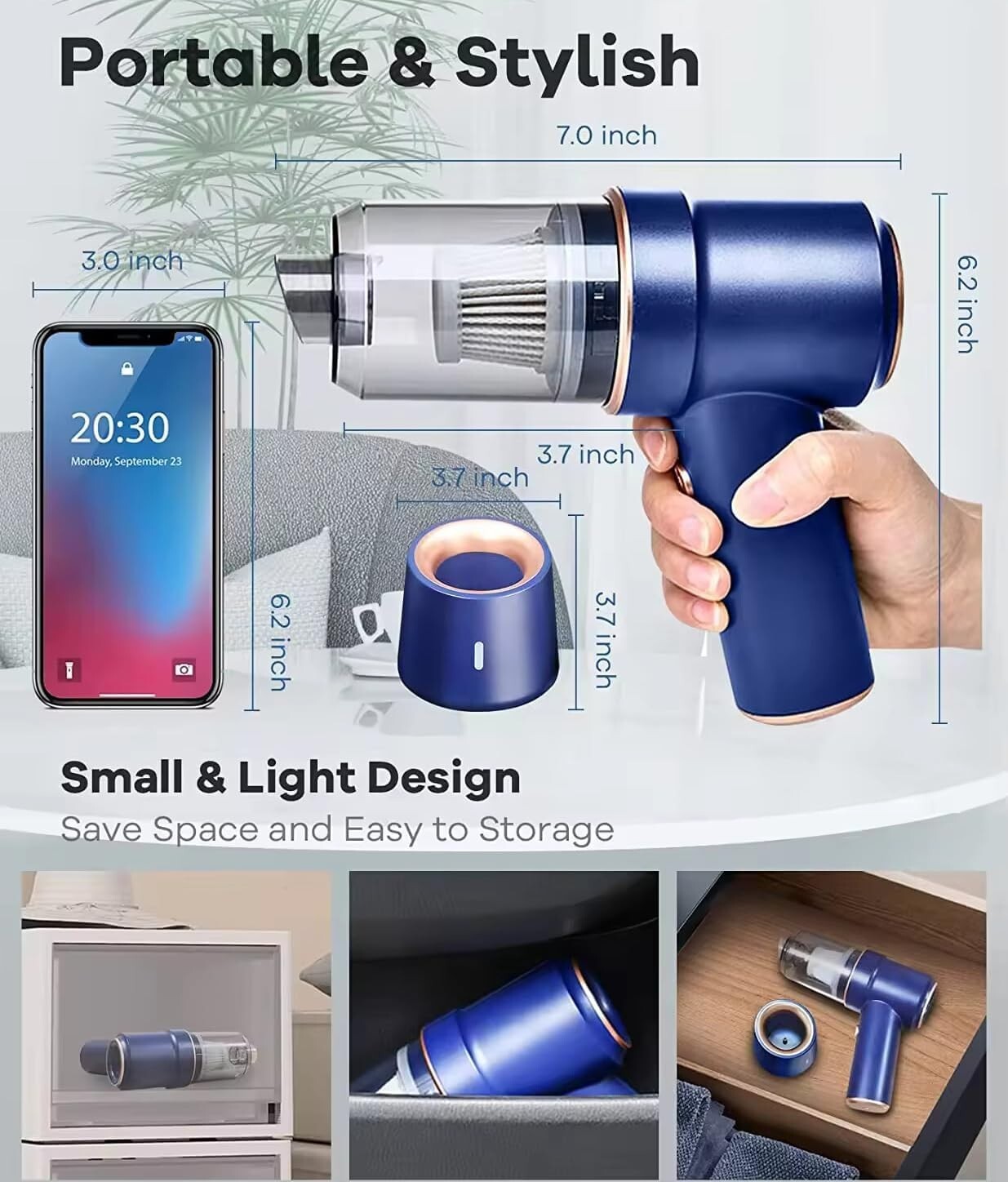 Lightweight Portable Vacuum Cleaner - 9000Pa Strong Suction Ideal for Cars