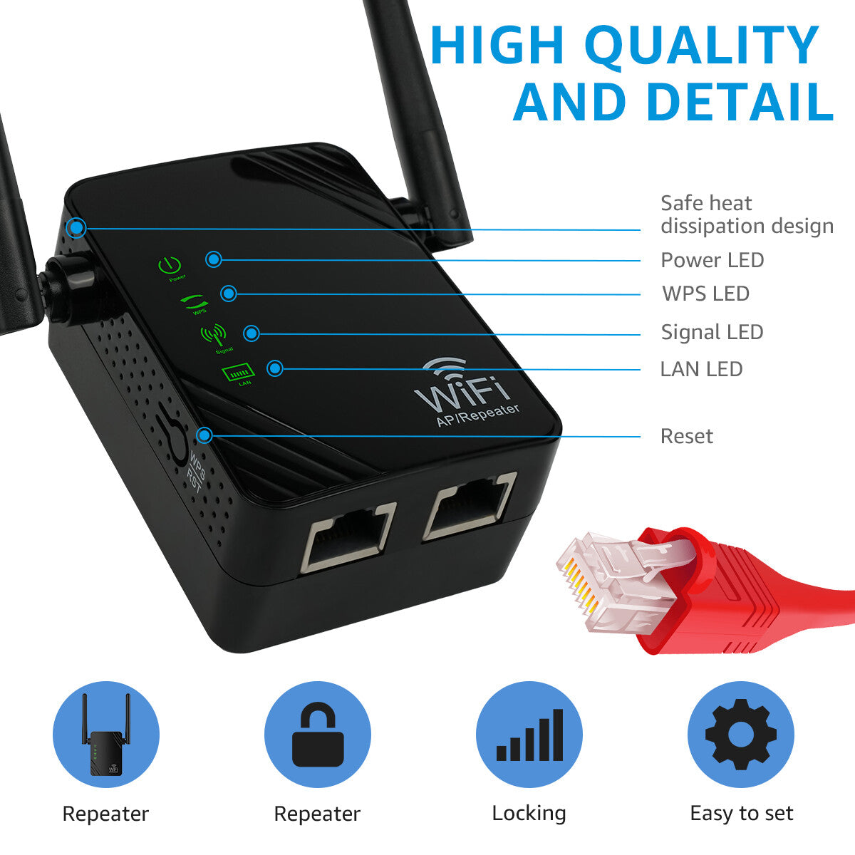 Upgraded WiFi Range Extender 300Mbps Internet Booster Wireless Signal Repeater