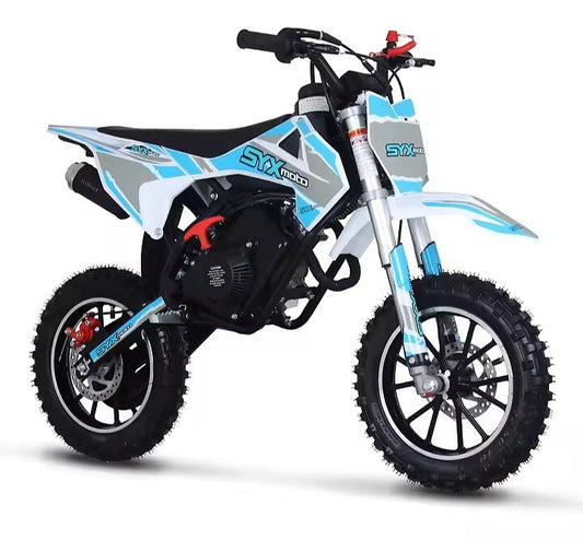 SYX MOTO 58cc Dirt Bike for Kids 4-Stroke Gas Powered Mini Pit Bike- BLUE