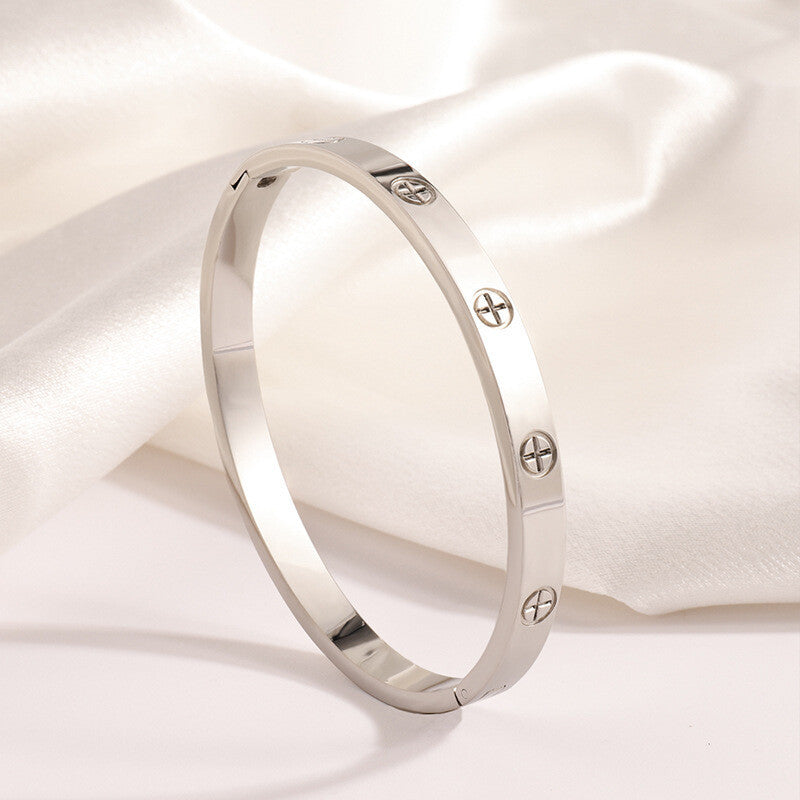 Non fading titanium steel inlaid with rhinestones stainless steel bracelet
