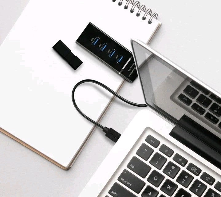 USB 3.0 Hub 4Port Splitter Adapter High Speed Data LED For PC Laptop Desktop
