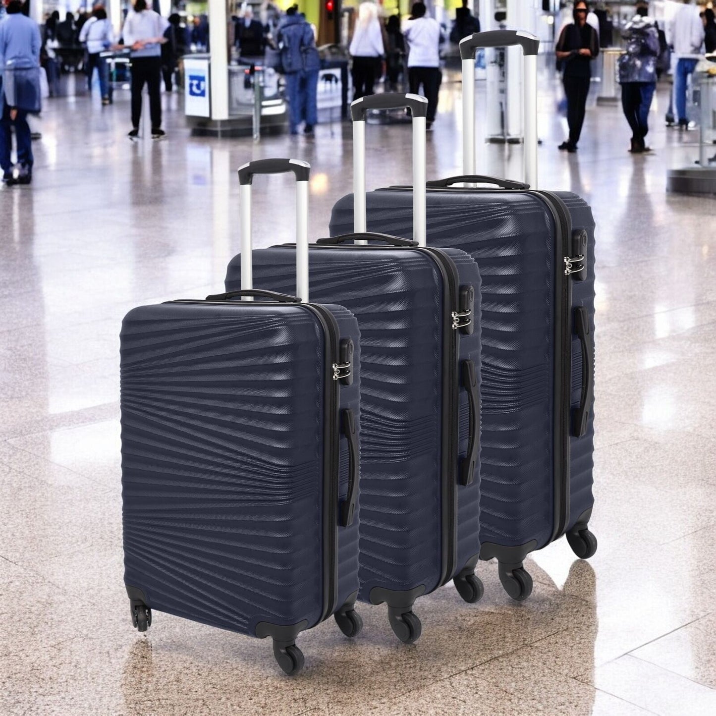 3 Pcs Suitcase Set ABS Hard Shell 4 Wheeled Trolley Lightweight Luggage PIONEER