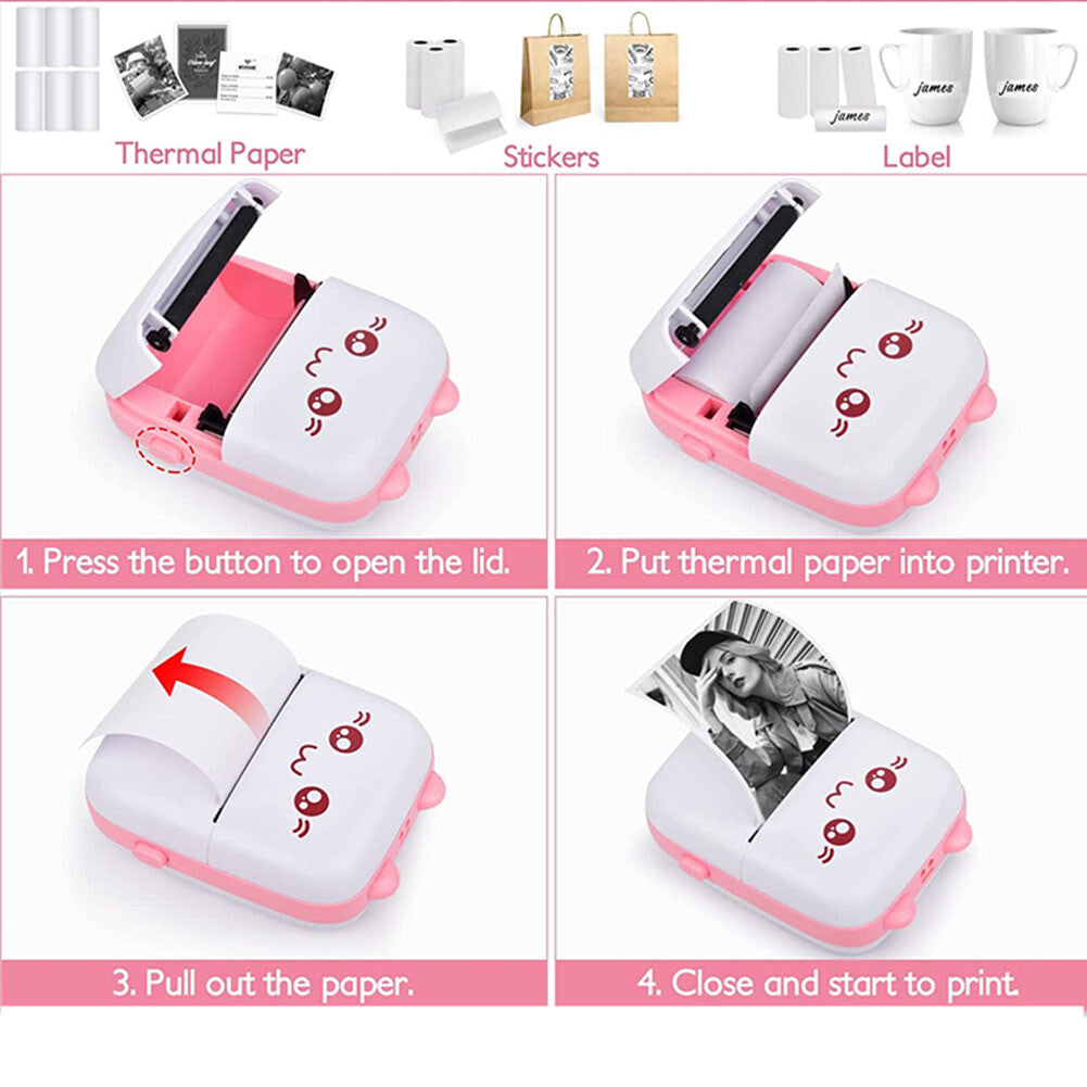 Mini Pocket Thermal Printer Bluetooth Cellphone Photos Sticker Inkless Printing