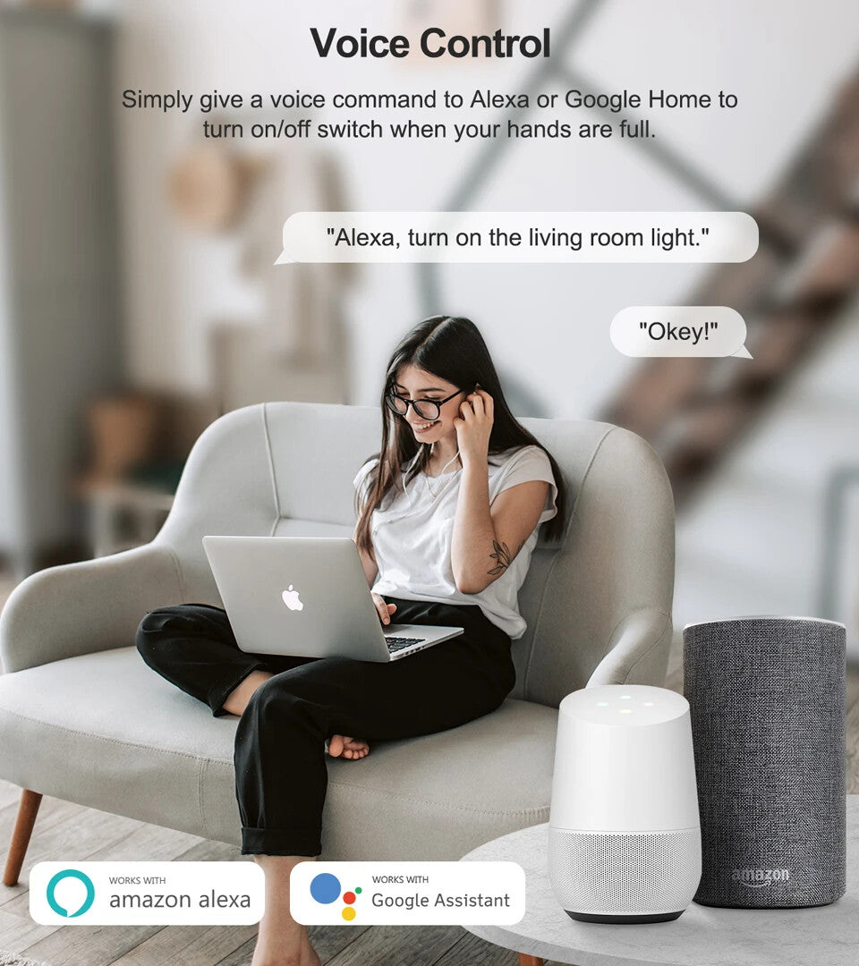 Smart Home ZigBee WiFi Smart Switch with Power Monitor 16A Mini Breaker Voice US
