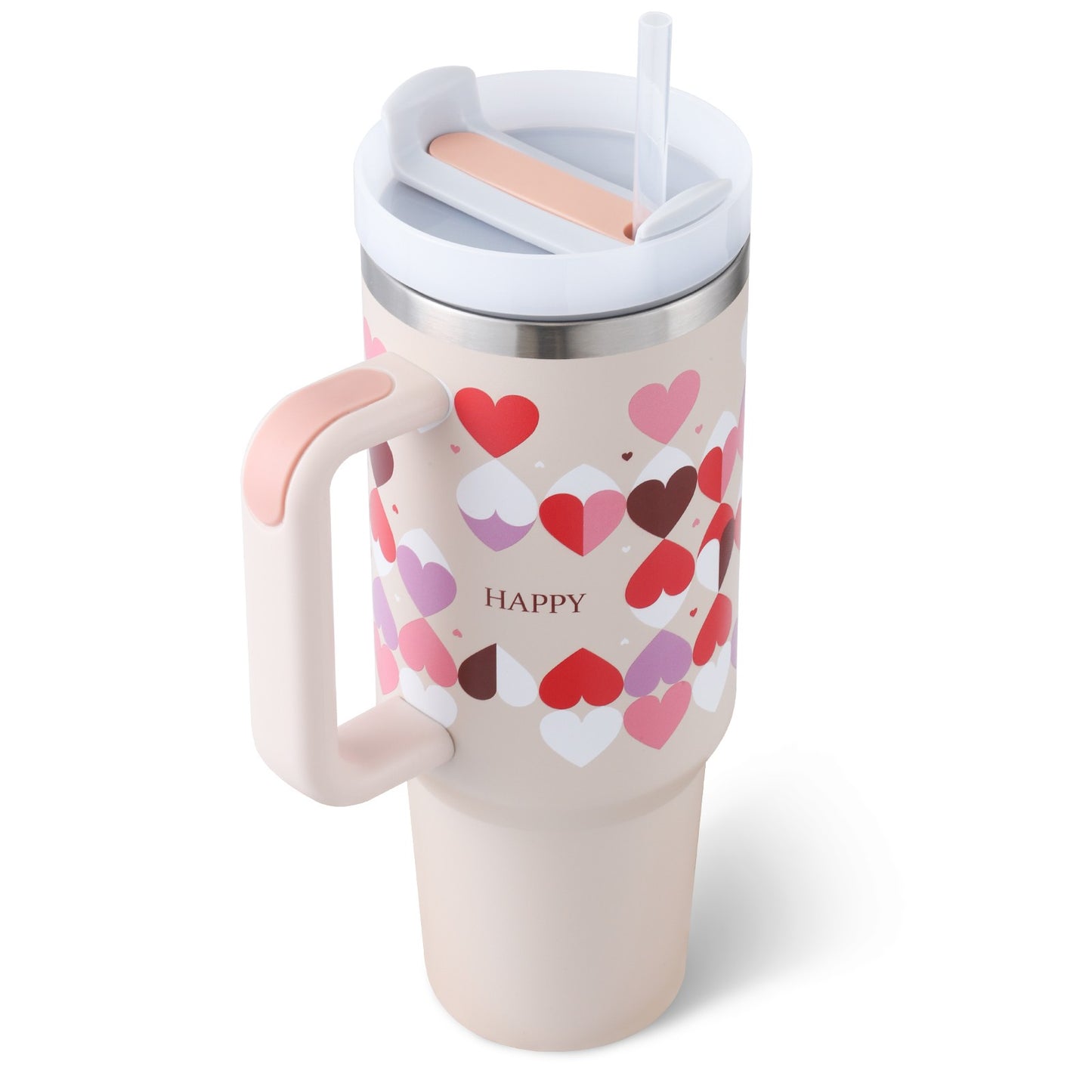 40 Oz Tumbler With Handle Straw Insulated, Stainless Steel Spill Proof Vacuum Co