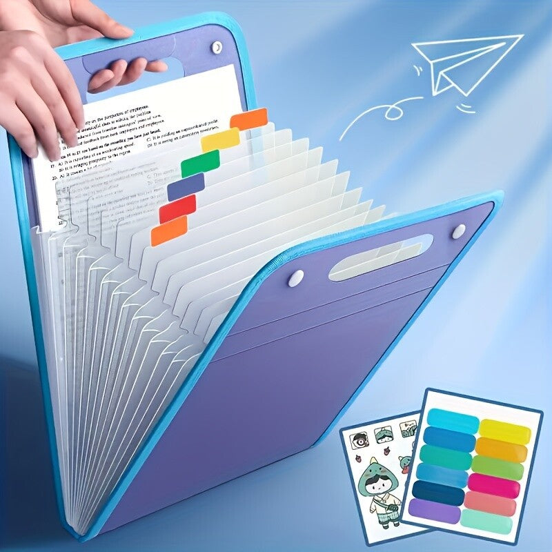 A4 Folder Vertical File Manager Handle Extended Waterproof Portable13 Pocket