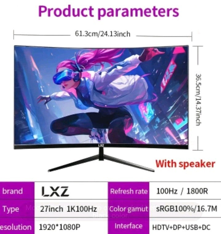 Frameless 27-Inch Curved Monitor - 1ms, 180Hz Refresh with Eye Protection