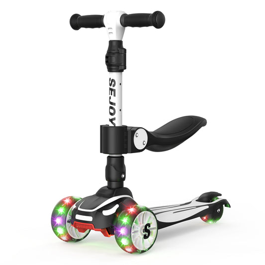 SEJOU Kids Scooter 3 Wheel LED Light Up Child Kick Flashing Push Adjustable Fold