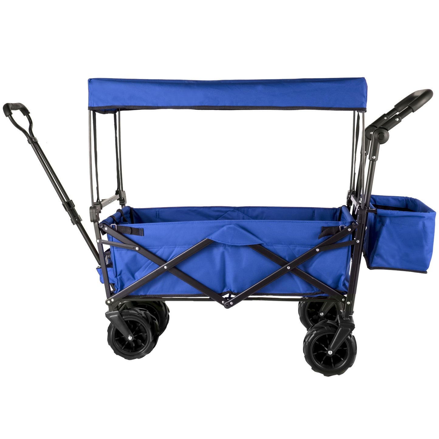 Folding Wagon Cart, Collapsible Folding Garden Cart w/ Shade Beach Utility