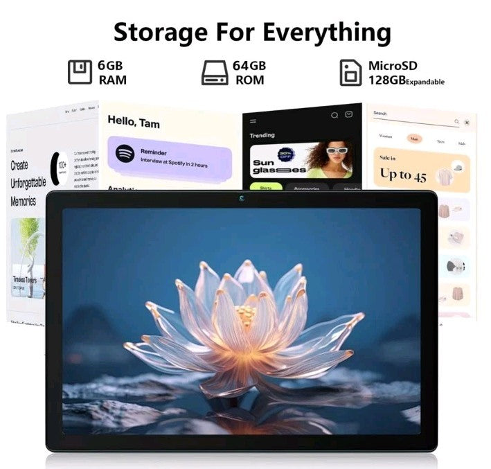 AEEZO Tablet 10.1" Android 13 Tablet 6GB+64GB Quad Core 1280×800 HD PC Xmax