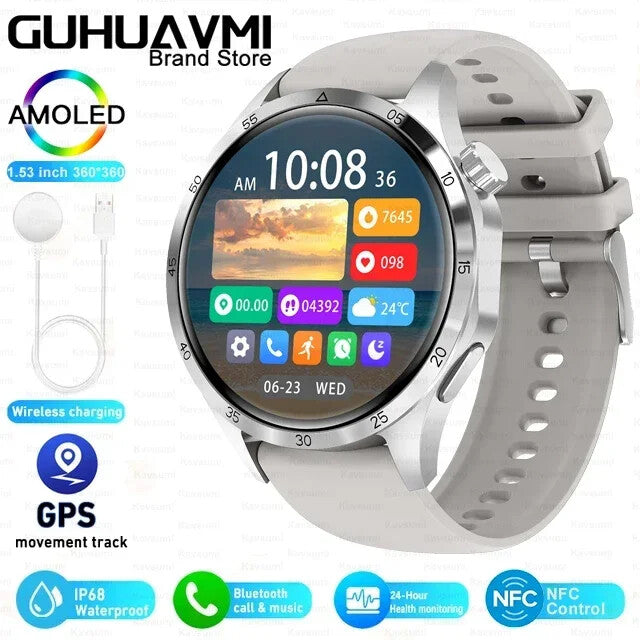 Fitness Tracker NFC Smartwatch Waterproof GPS Heart Rate Bluetooth Call Android
