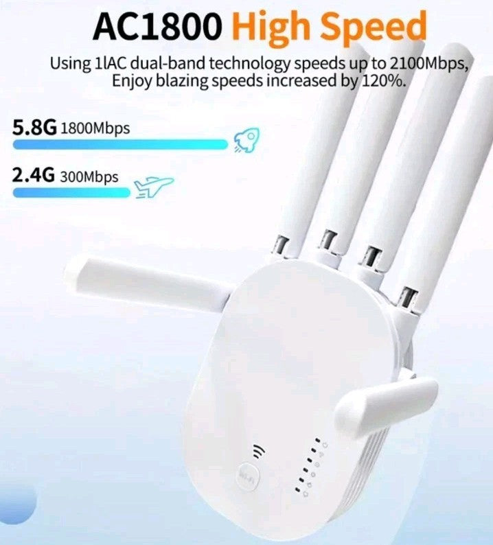 2025 WiFi Extender Signal Booster, WiFi Extender 5GHz/2.4GHz 1200Mbps WiFi Range
