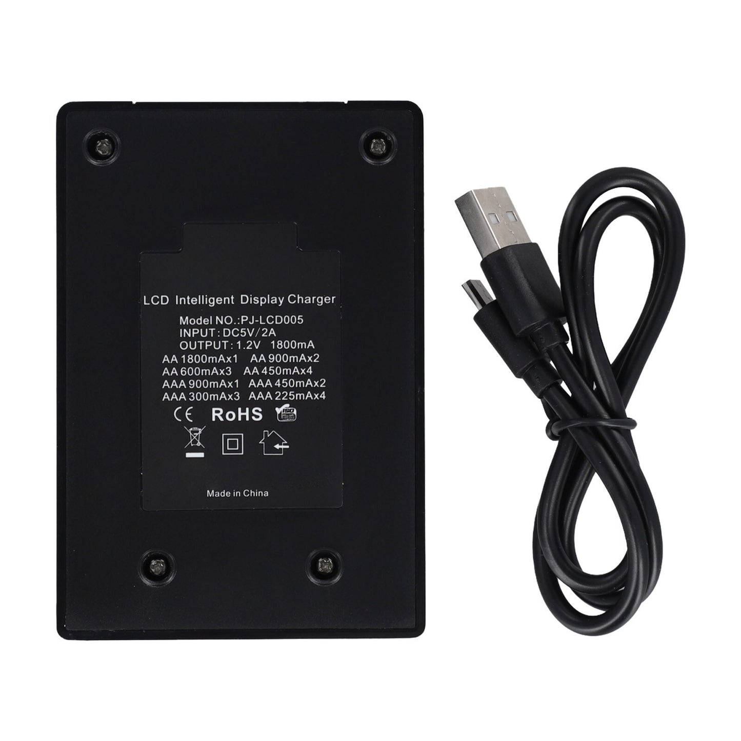 Efficient LCD Charger with 4 Slots Suitable for AAAAA Rechargeable Batteries