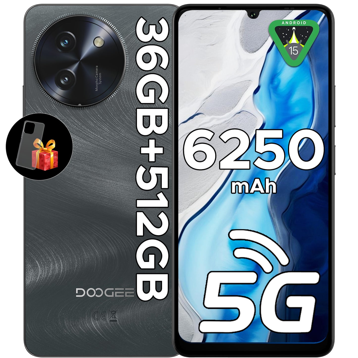 DOOGEE Note 59 Pro+ 5G Android 15 Unlocked Cellphone, 36GB+512GB 6250mAh 6.75"