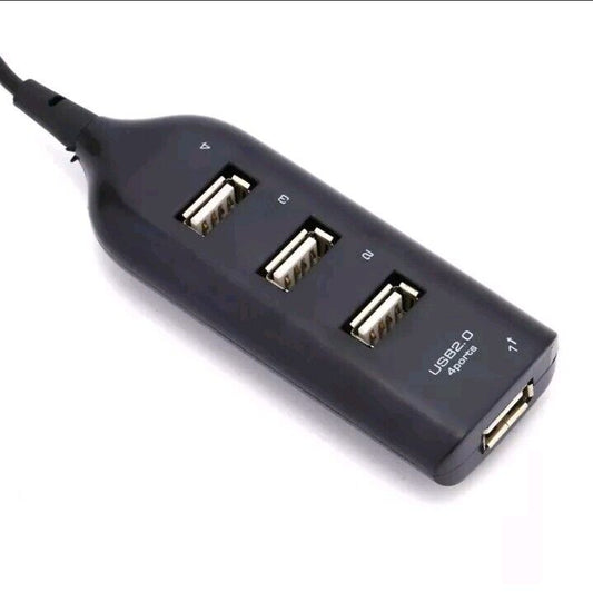Black USB 2.0 Hi-Speed 4-Port Splitter Hub For PC Notebook