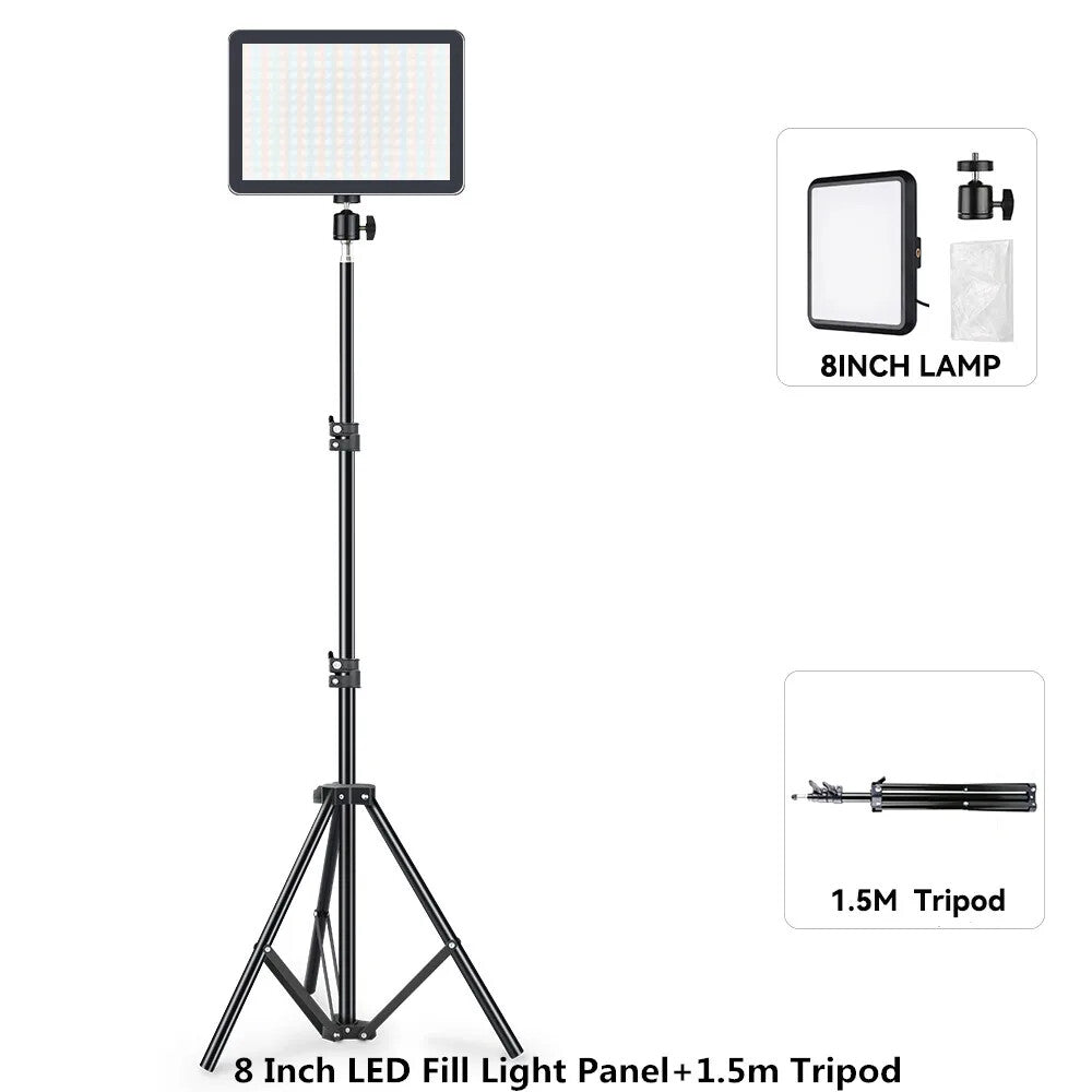 8/12 Inch LED Photography Video Light Panel Lighting Photo Studio Lamp Kit