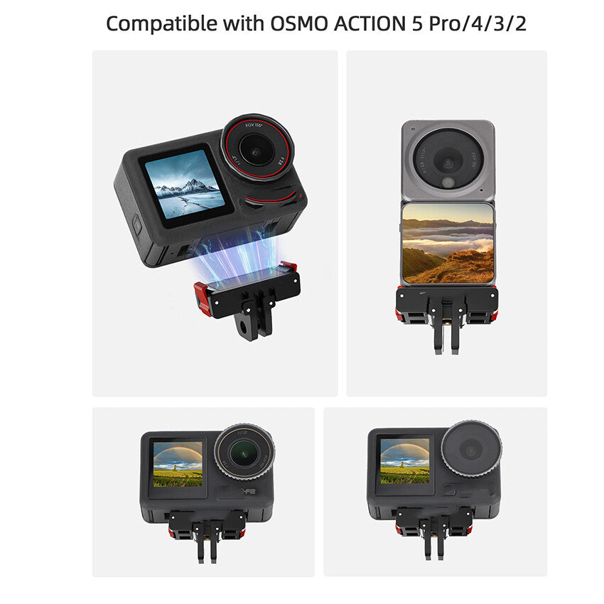 Magnetic Two Claw Camera Mount Adapter For DJI OSMO Action 3 4 Action 5 Pro