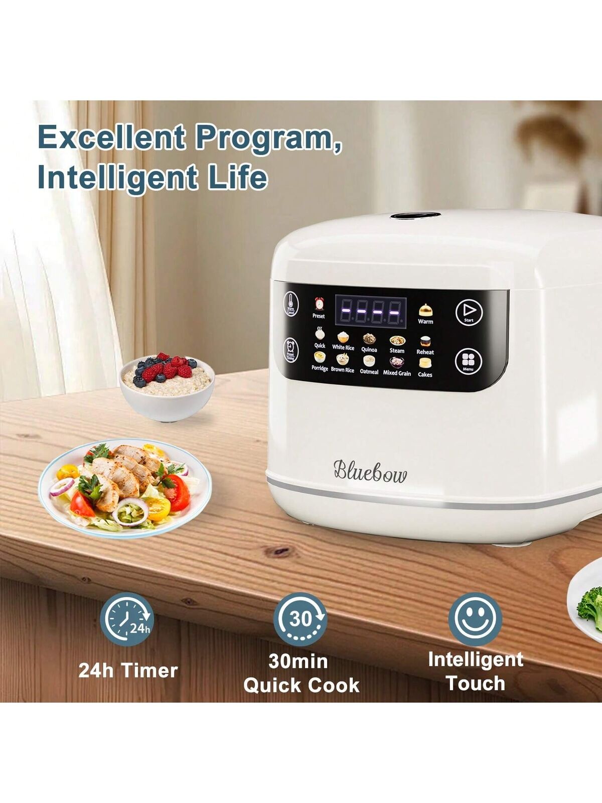 2.1Qt Rice Cooker 12-In-1 Electric Rice Cooker 6-Cup(Uncooked)/12-Cup(Cooked)