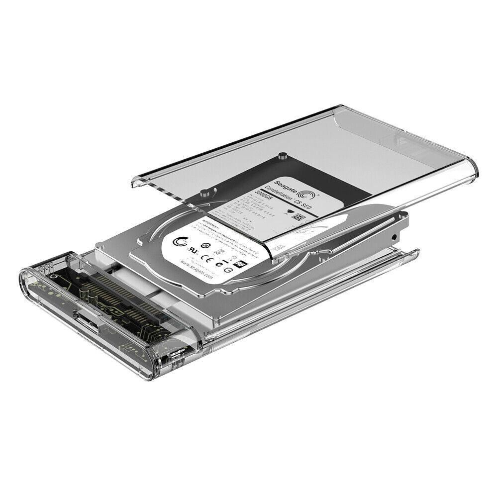 Drive Hard 3.0 Case 2.5" SSD External Clear HDD Enclosure Laptop SATA Tool-Free