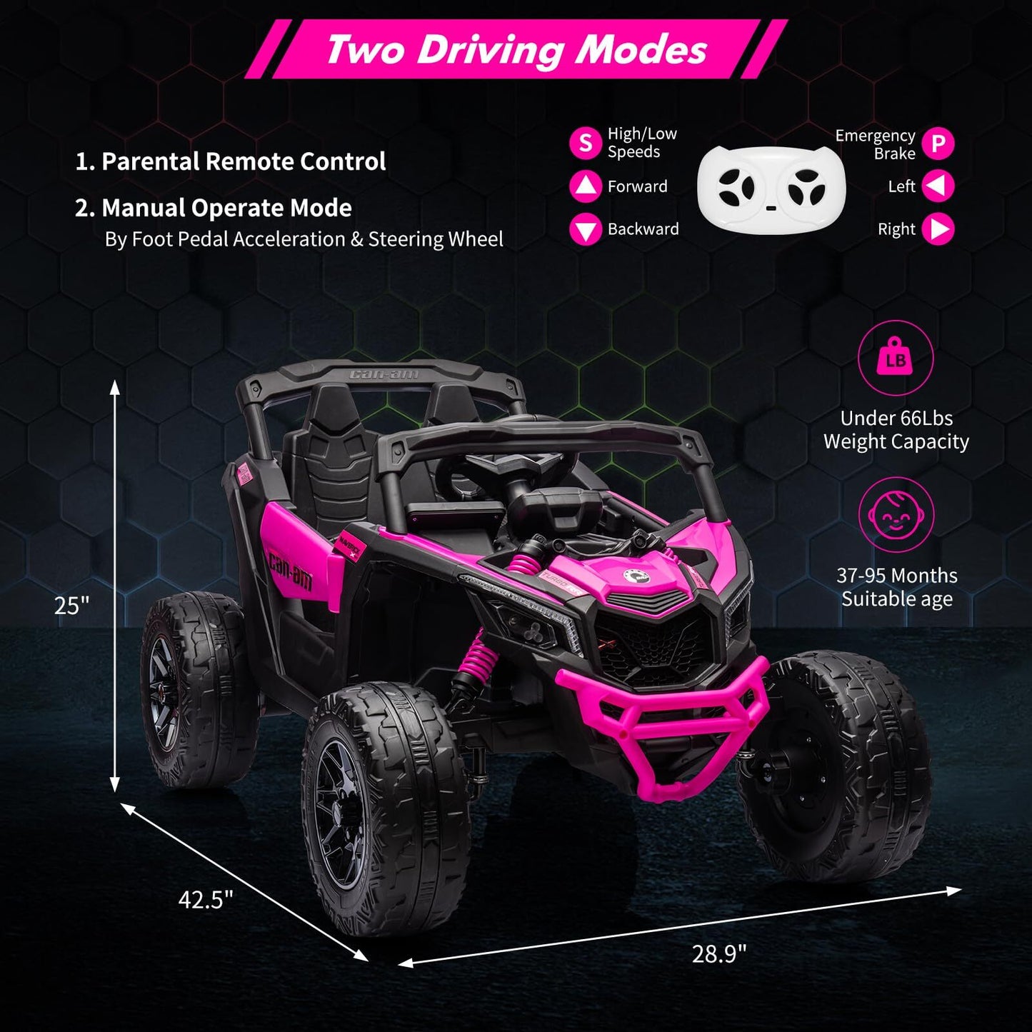Can-Am Licensed 12V Ride on UTV Car for Kids Electric Fun Toys 4WD Off-Road Quad