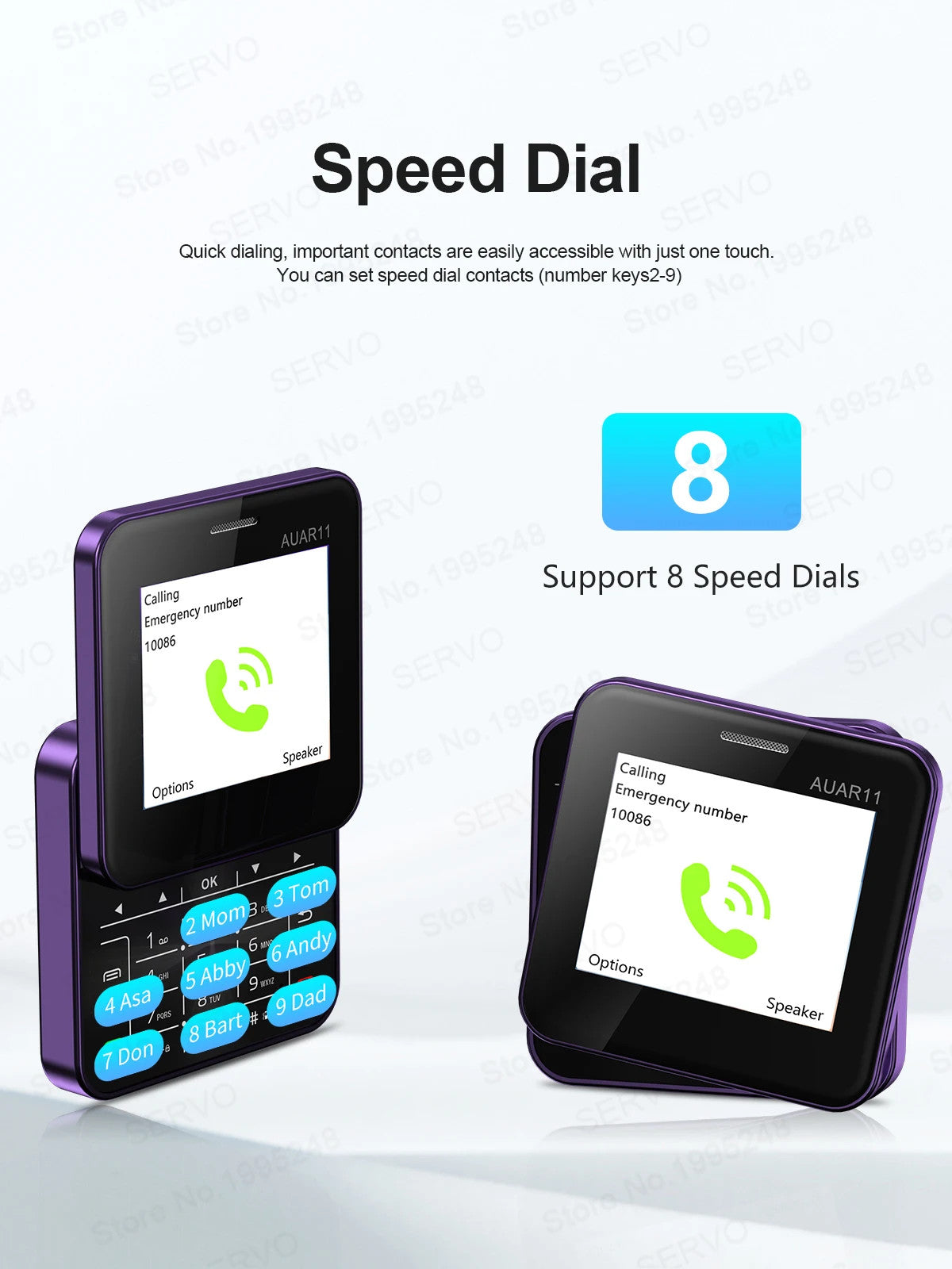SERVO Rotating Sliding Mini Mobile Phones 2.4“ GSM Blacklist Speed Dail Dual SIM